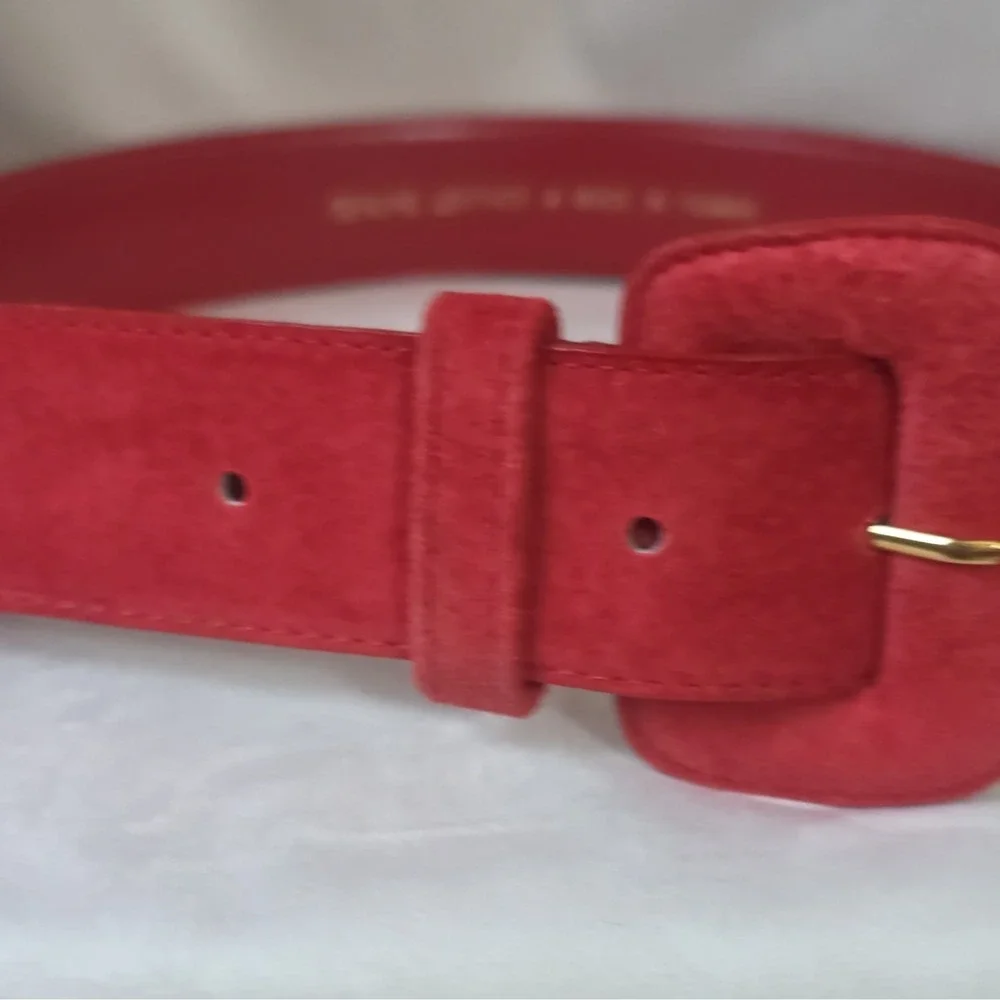 80's Vintage Womens Red Leather Belt Size M Wide